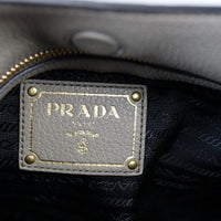 Prada Vitello Daino Logo Embossed Shoulder Bag