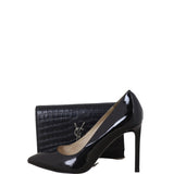 Saint Laurent Kate Tassel Chain Wallet Croc-Embossed