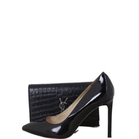 Saint Laurent Kate Tassel Chain Wallet Croc-Embossed