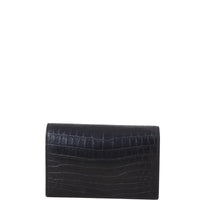 Saint Laurent Kate Tassel Chain Wallet Croc-Embossed