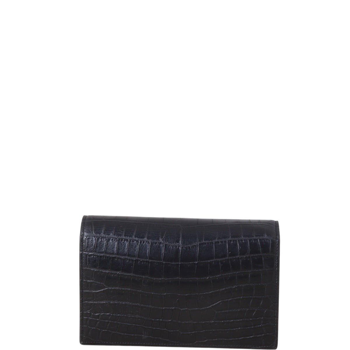 Saint Laurent Kate Tassel Chain Wallet Croc-Embossed