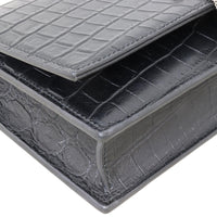 Saint Laurent Kate Tassel Chain Wallet Croc-Embossed