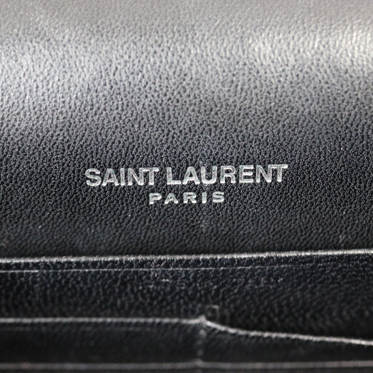 Saint Laurent Kate Tassel Chain Wallet Croc-Embossed