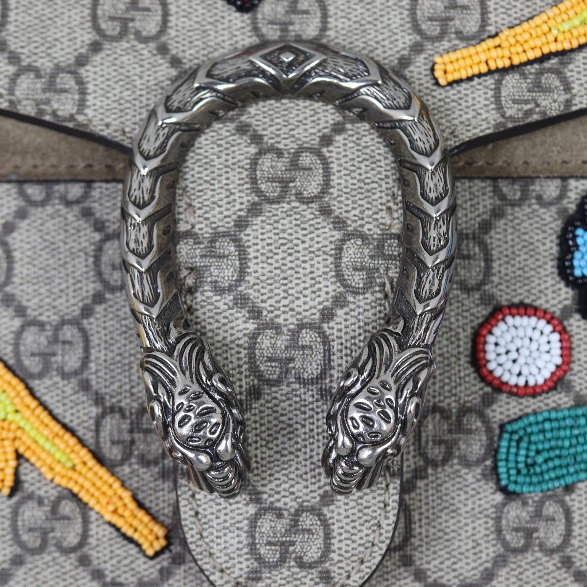 Gucci Dionysus GG Supreme Beaded Small Shoulder Bag Hardware