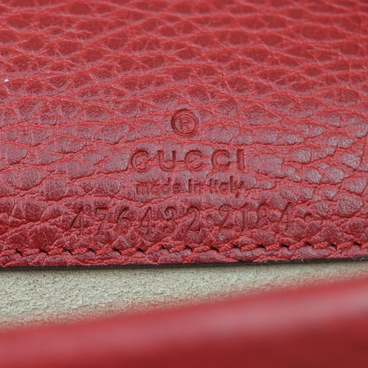 Gucci Dionysus Super Mini Chain Bag (red) Interior Stamp