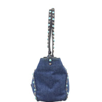 Valentino Rolling Rockstud Tote Small Denim