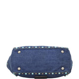 Valentino Rolling Rockstud Tote Small Denim
