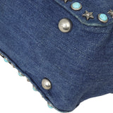 Valentino Rolling Rockstud Tote Small Denim