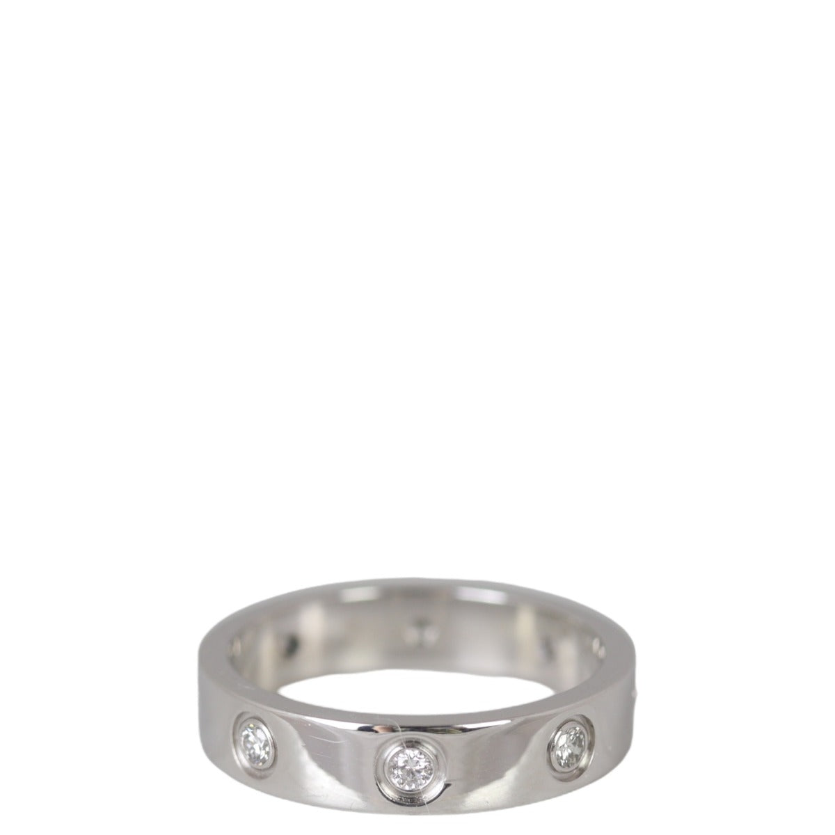 Cartier Love Wedding Band 18k White Gold 8 Diamonds Ring
