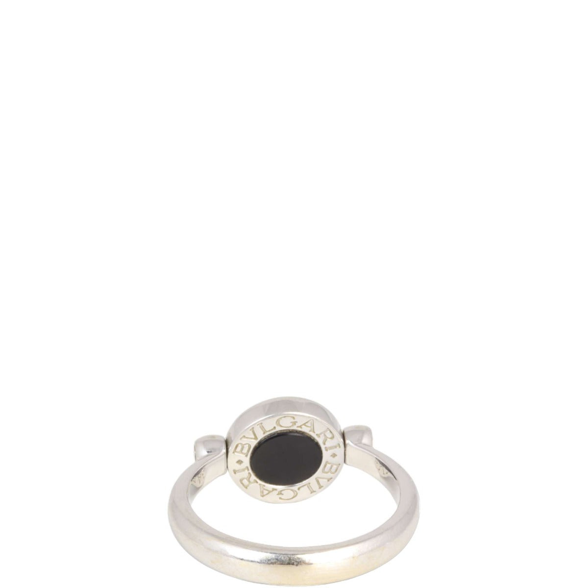 Bvlgari Flip 18k White Gold Onyx and Diamond Ring
