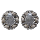 Chanel CC Leather Woven Chain Earrings Back