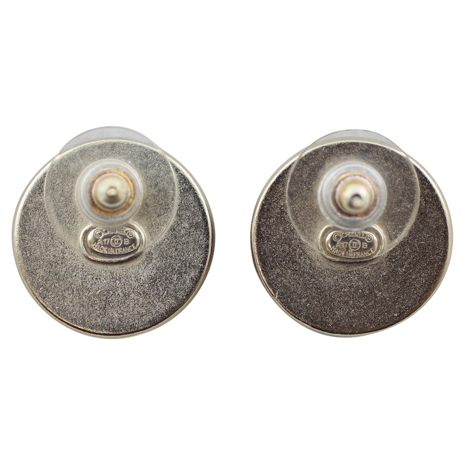 Chanel Resin CC Button Earrings Back