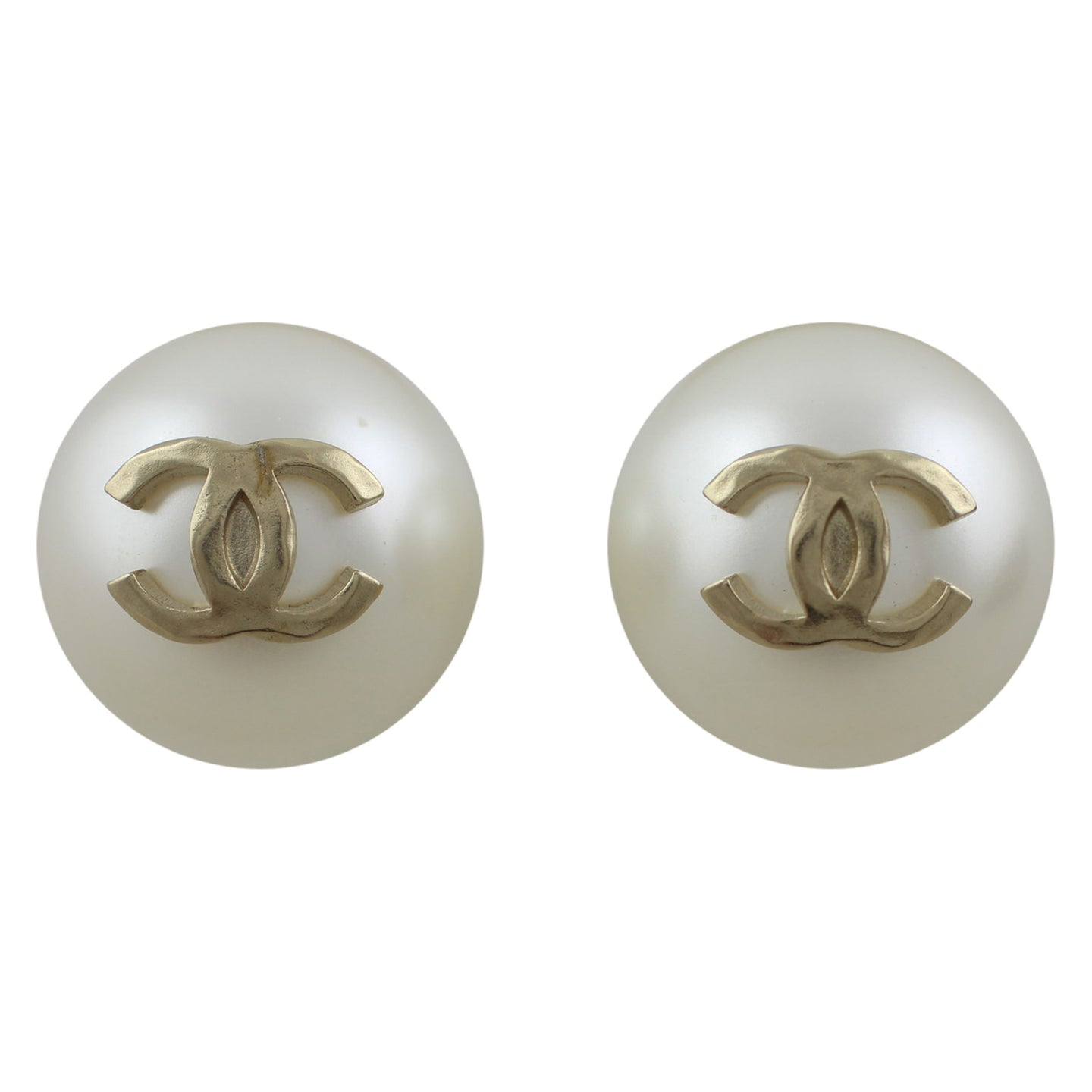 Chanel Faux Pearl CC Earrings Front