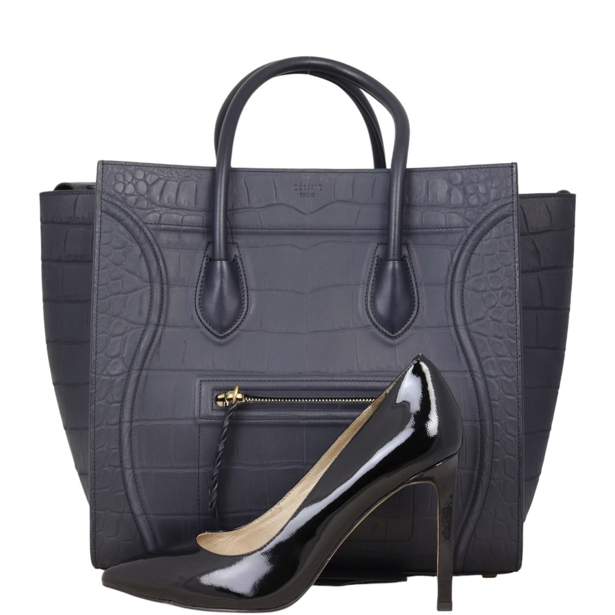 Celine Phantom Luggage Tote Medium Croc-Embossed