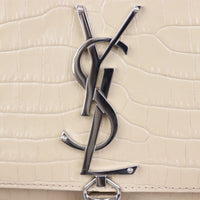 Saint Laurent Kate Tassel Clutch Croc-Embossed Hardware