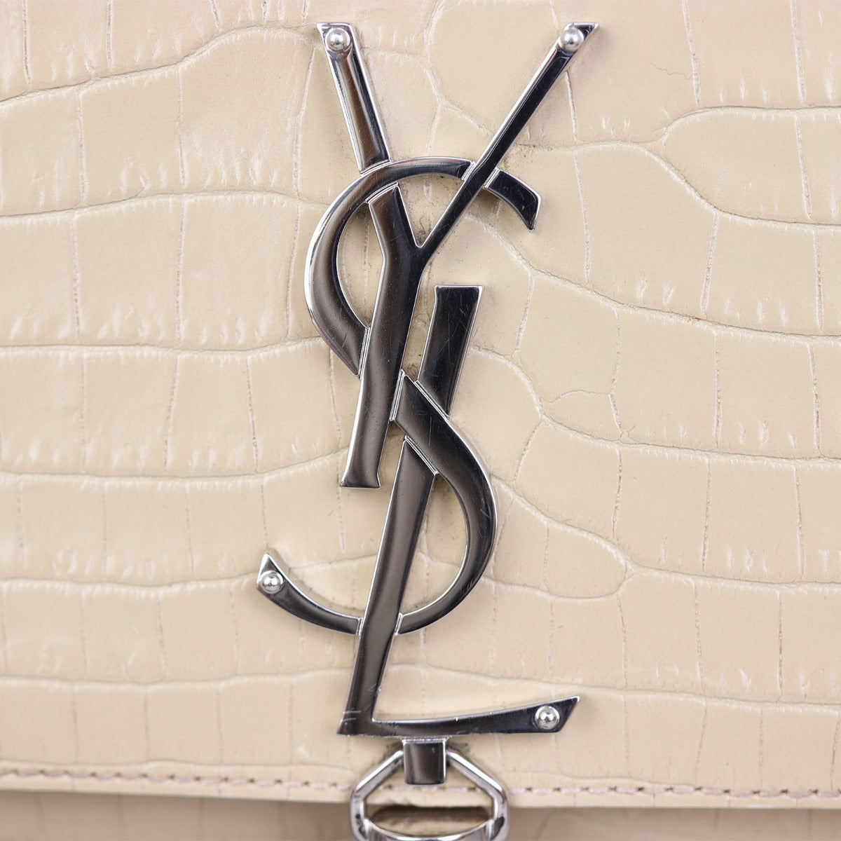 Saint Laurent Kate Tassel Clutch Croc-Embossed Hardware