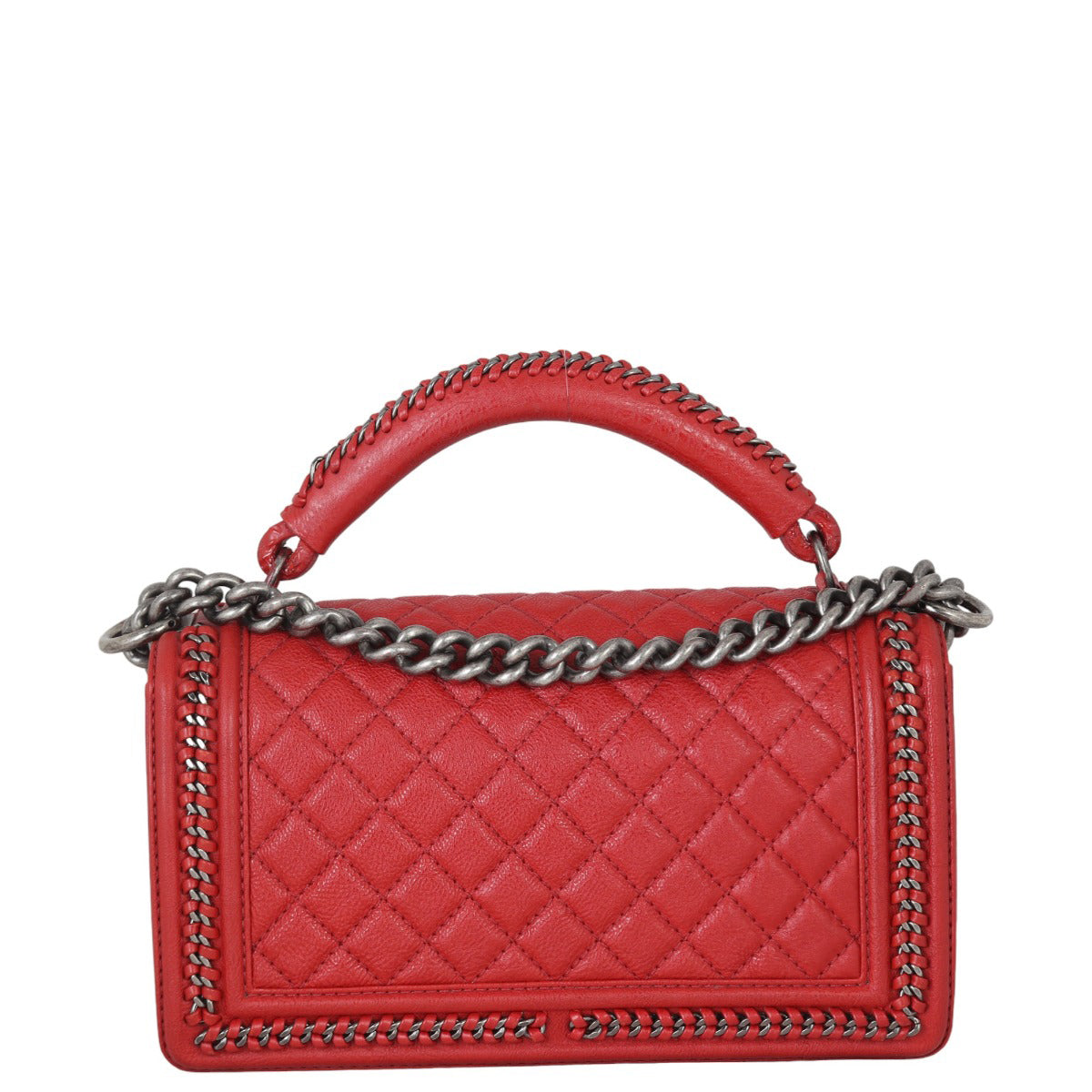 Chanel Boy Paris-Rome Chain Top Handle Old Medium | Red