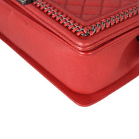 Chanel Boy Paris-Rome Chain Top Handle Old Medium | Red