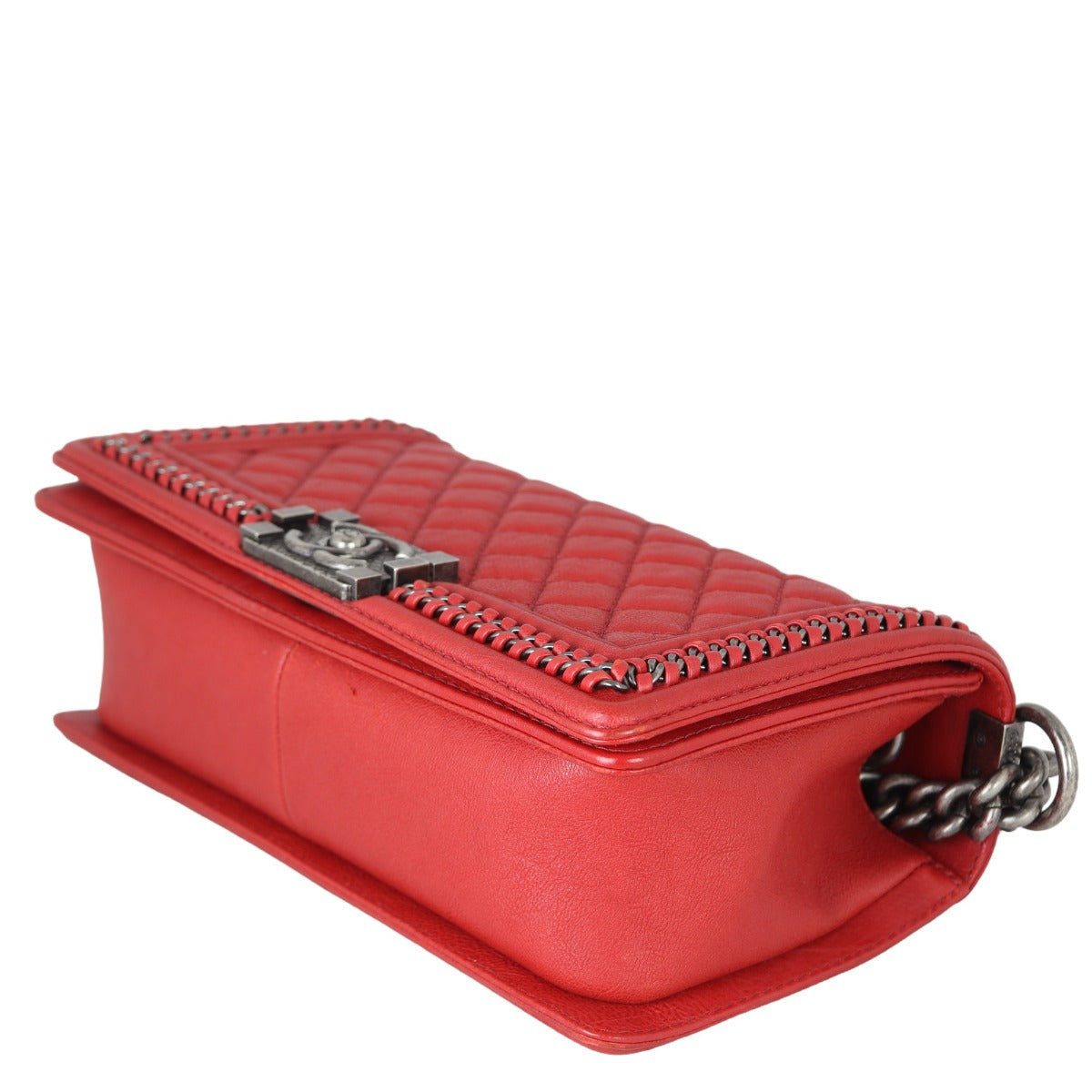 Chanel Boy Paris-Rome Chain Top Handle Old Medium | Red