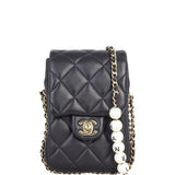 Chanel Phone Holder with Pearl Chain