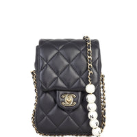 Chanel Phone Holder with Pearl Chain