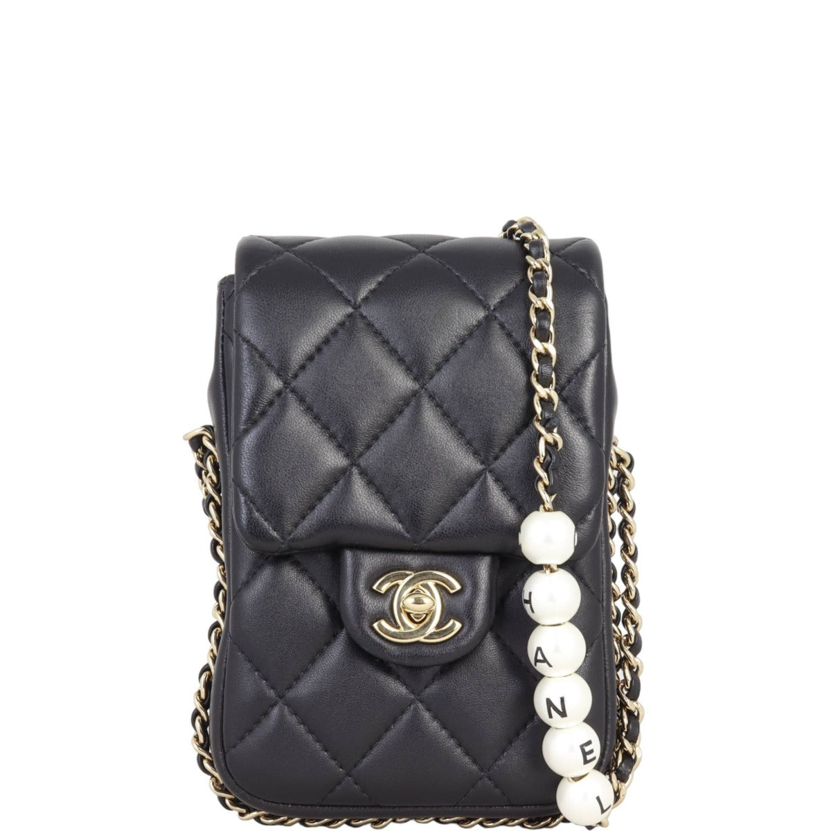 Chanel Phone Holder with Pearl Chain