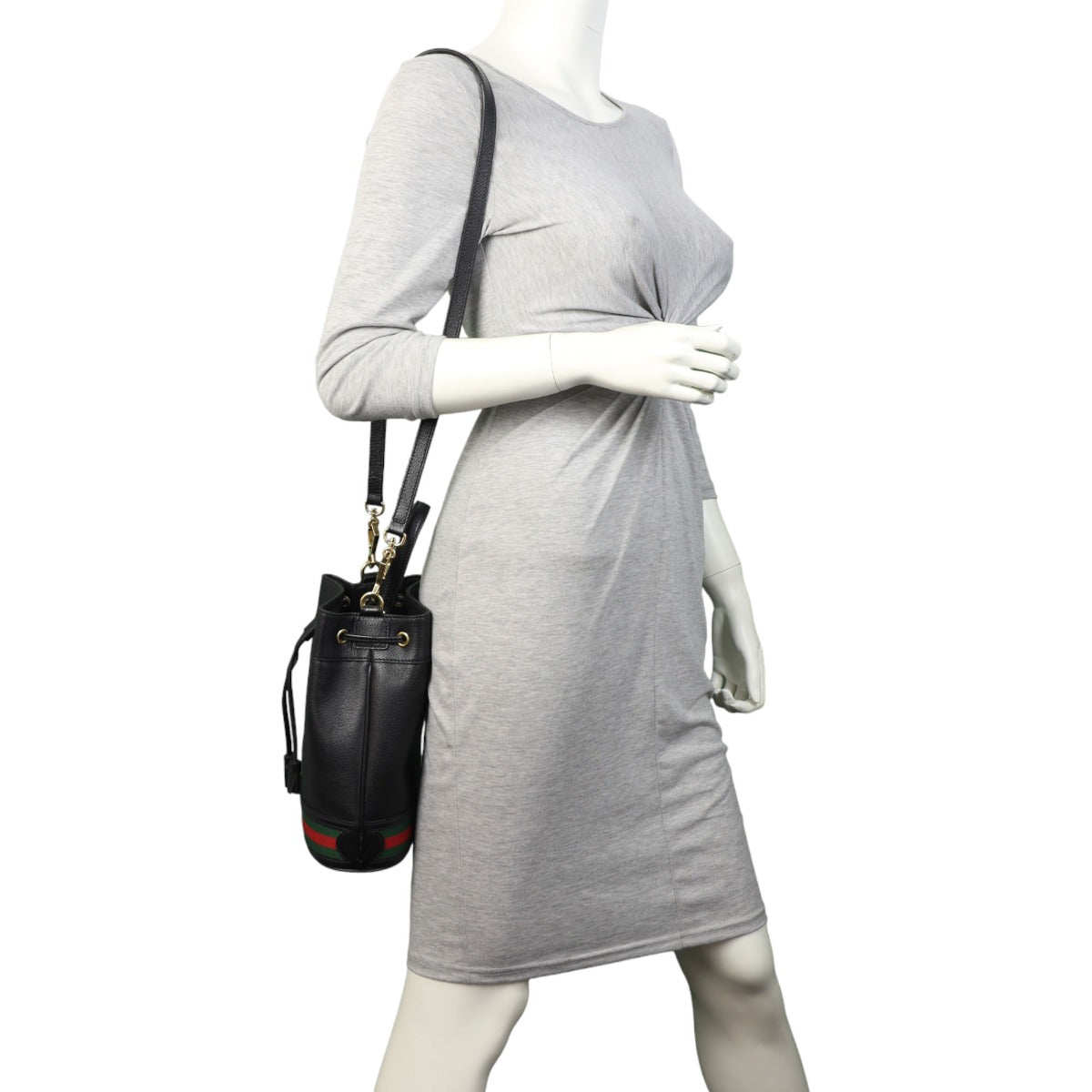 Gucci Ophidia Leather Bucket Bag Mini