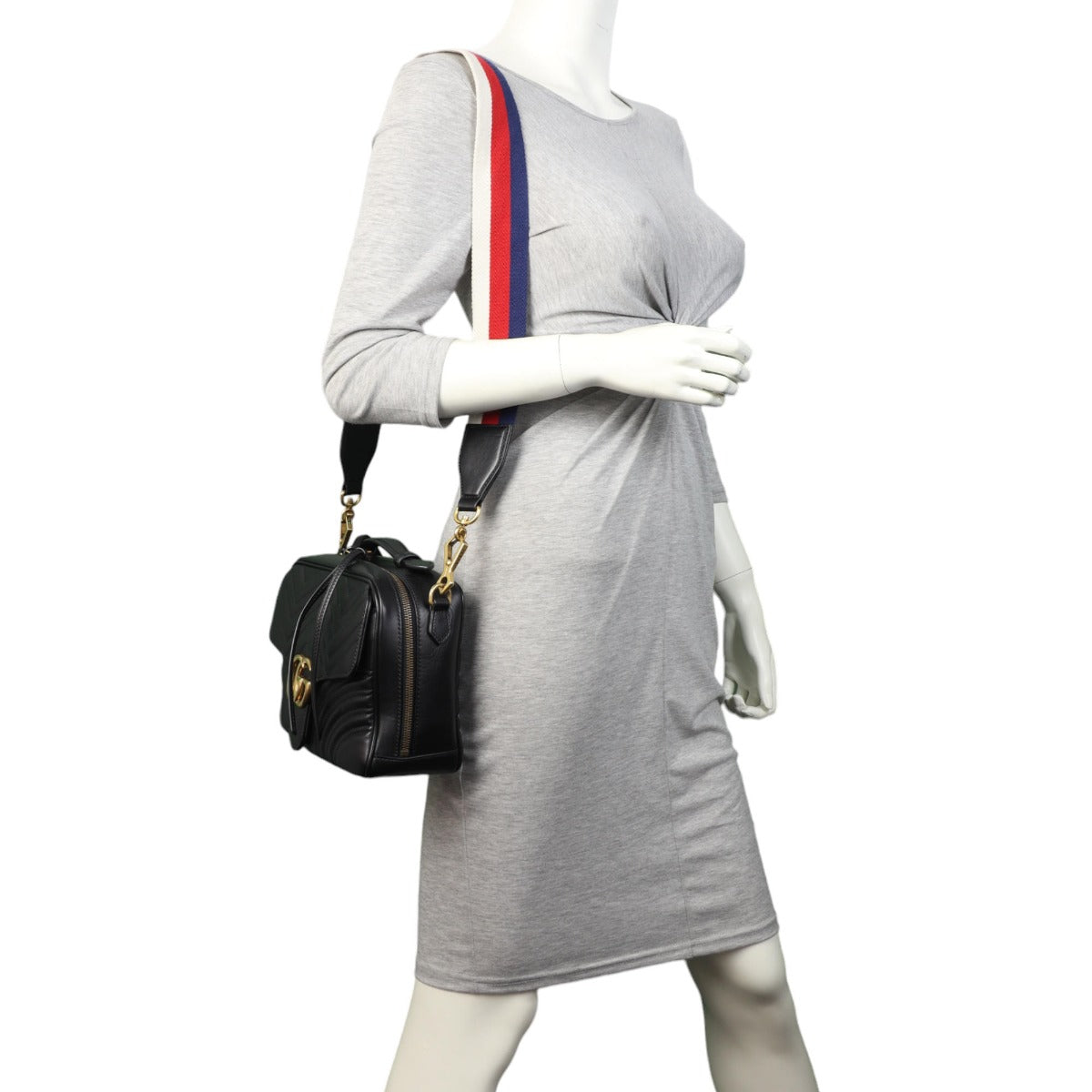 Gucci GG Marmont Zip Around Top Handle Camera Bag Small