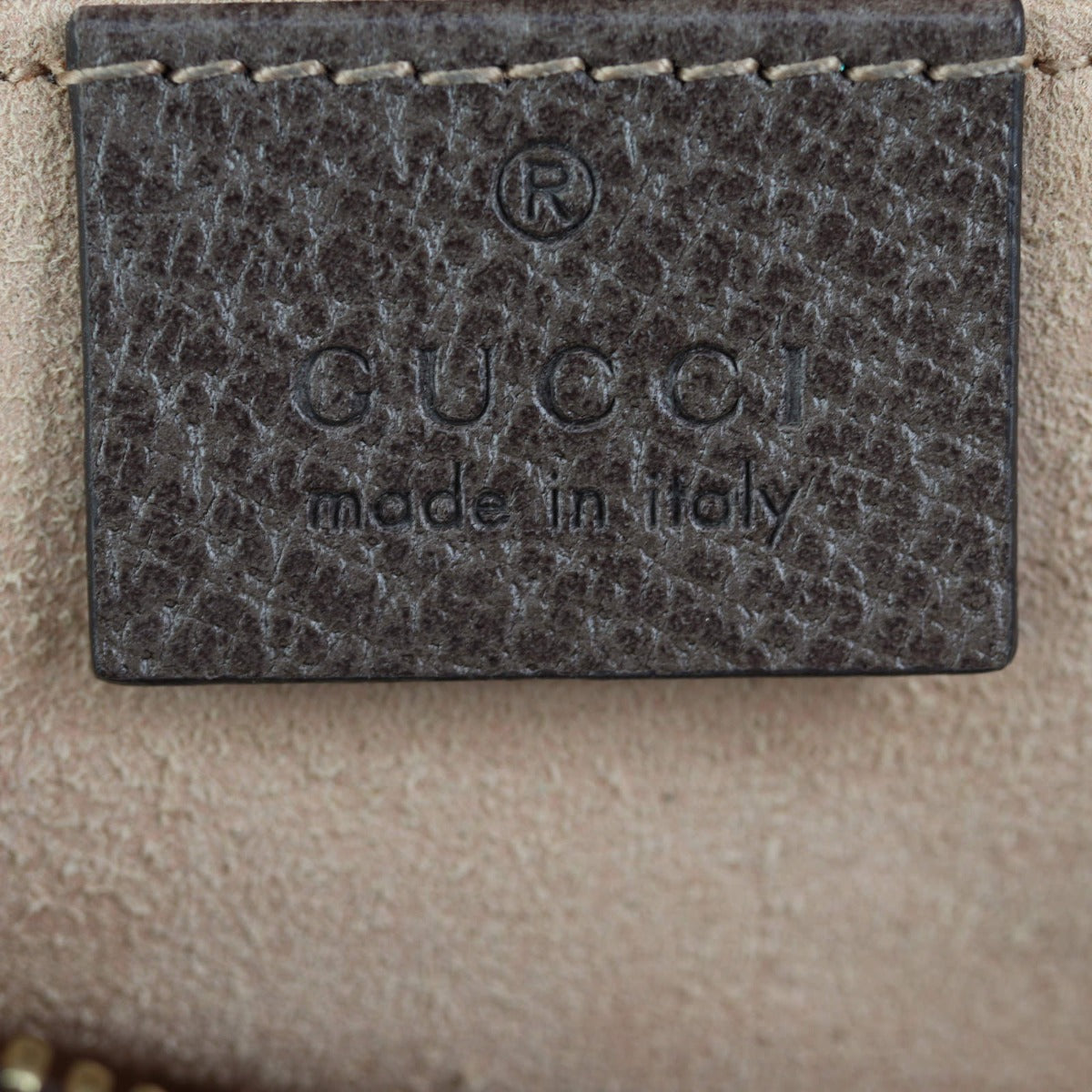 Gucci GG Supreme Mini Top Handle Shoulder Bag Interior Stamp