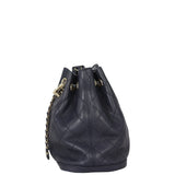 Chanel Quilted CC Drawstring Bucket Bag | Dark Navy