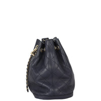 Chanel Quilted CC Drawstring Bucket Bag | Dark Navy