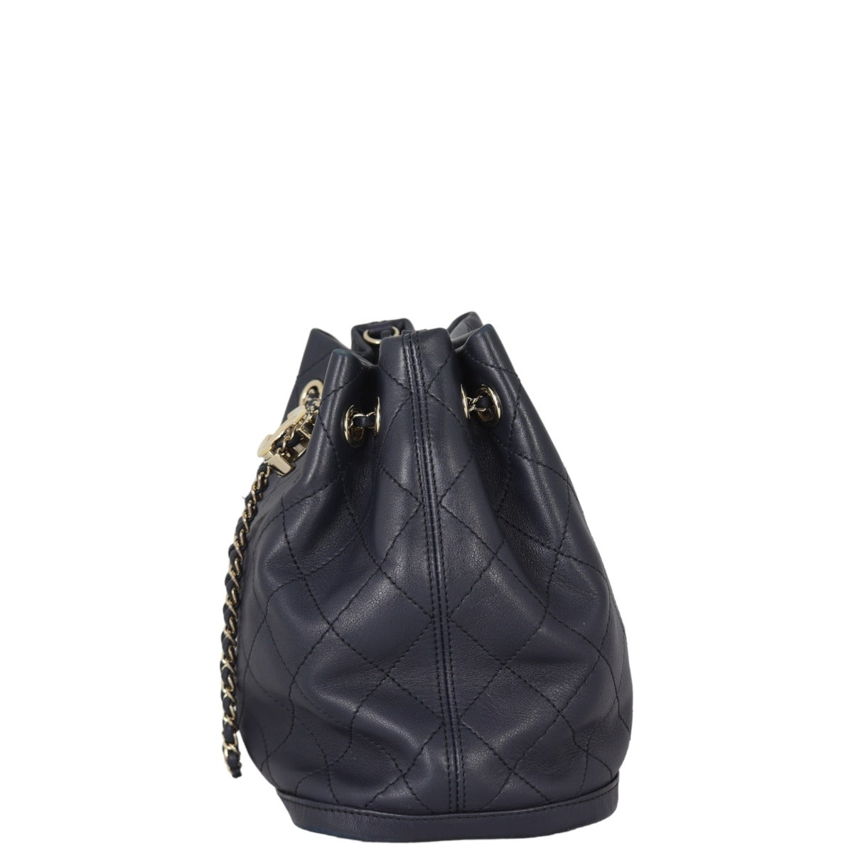 Chanel Quilted CC Drawstring Bucket Bag | Dark Navy