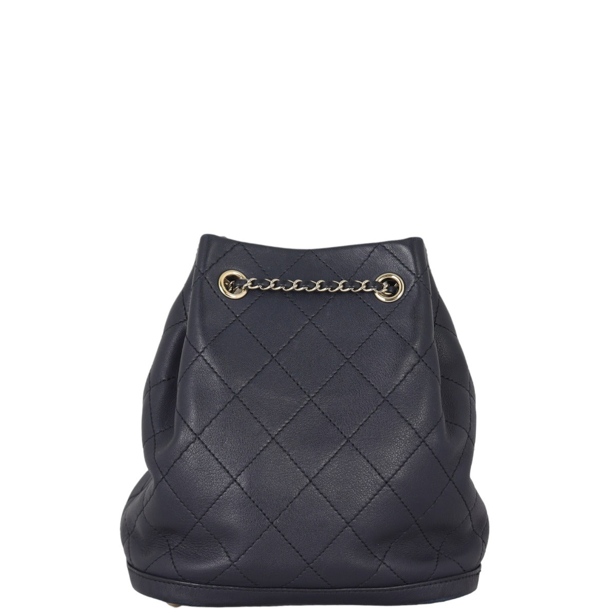 Chanel Quilted CC Drawstring Bucket Bag | Dark Navy