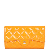 Chanel Classic Flap Long Wallet Patent | Orange