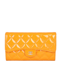Chanel Classic Flap Long Wallet Patent | Orange