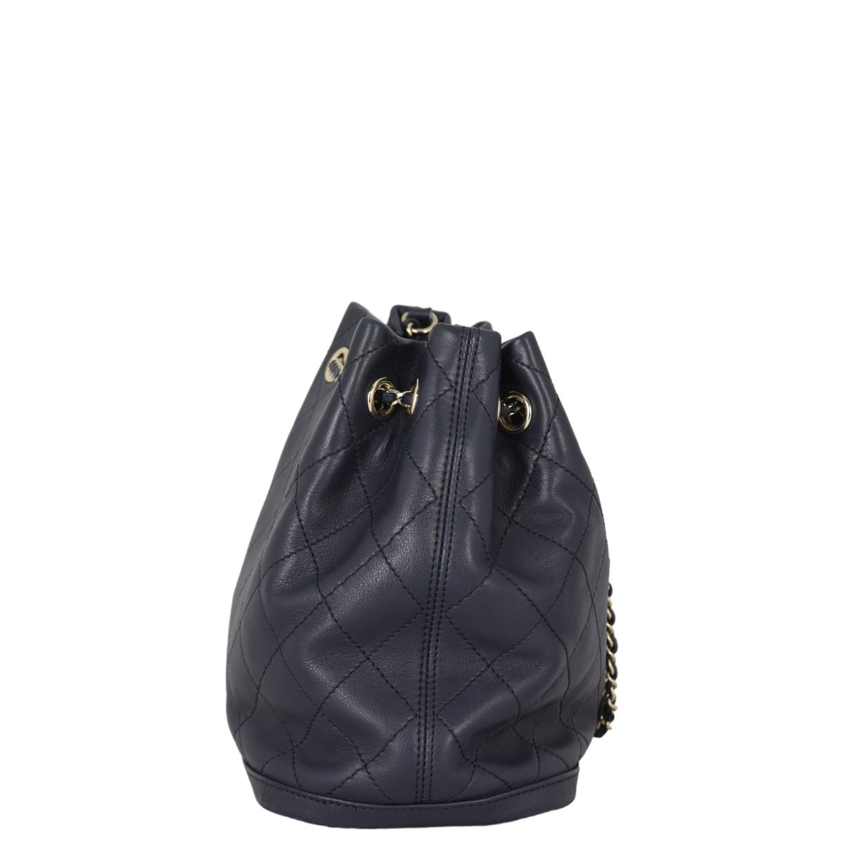 Chanel Quilted CC Drawstring Bucket Bag | Dark Navy