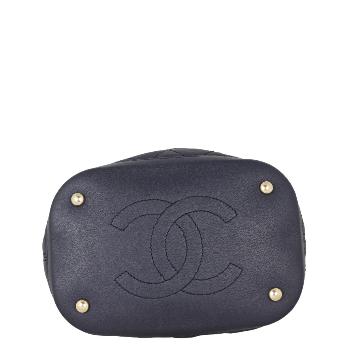 Chanel Quilted CC Drawstring Bucket Bag | Dark Navy