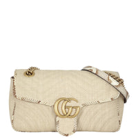Gucci GG Marmont Matelasse Small Shoulder Bag Raffia Python