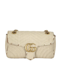 Gucci GG Marmont Matelasse Small Shoulder Bag Raffia Python