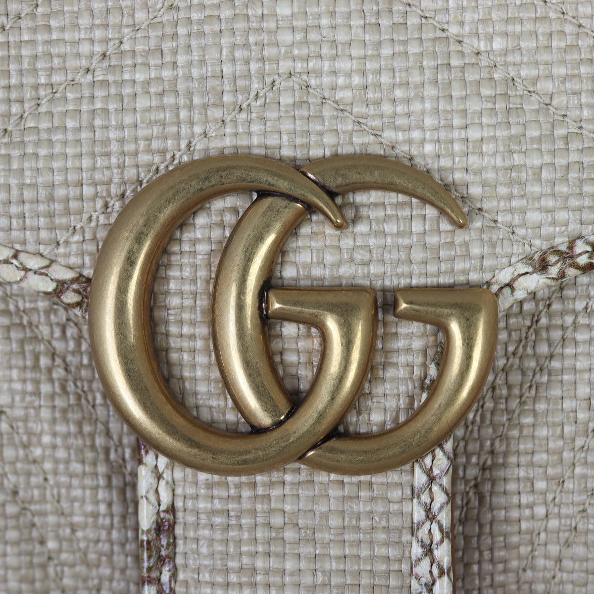 Gucci GG Marmont Matelasse Small Shoulder Bag Raffia Python