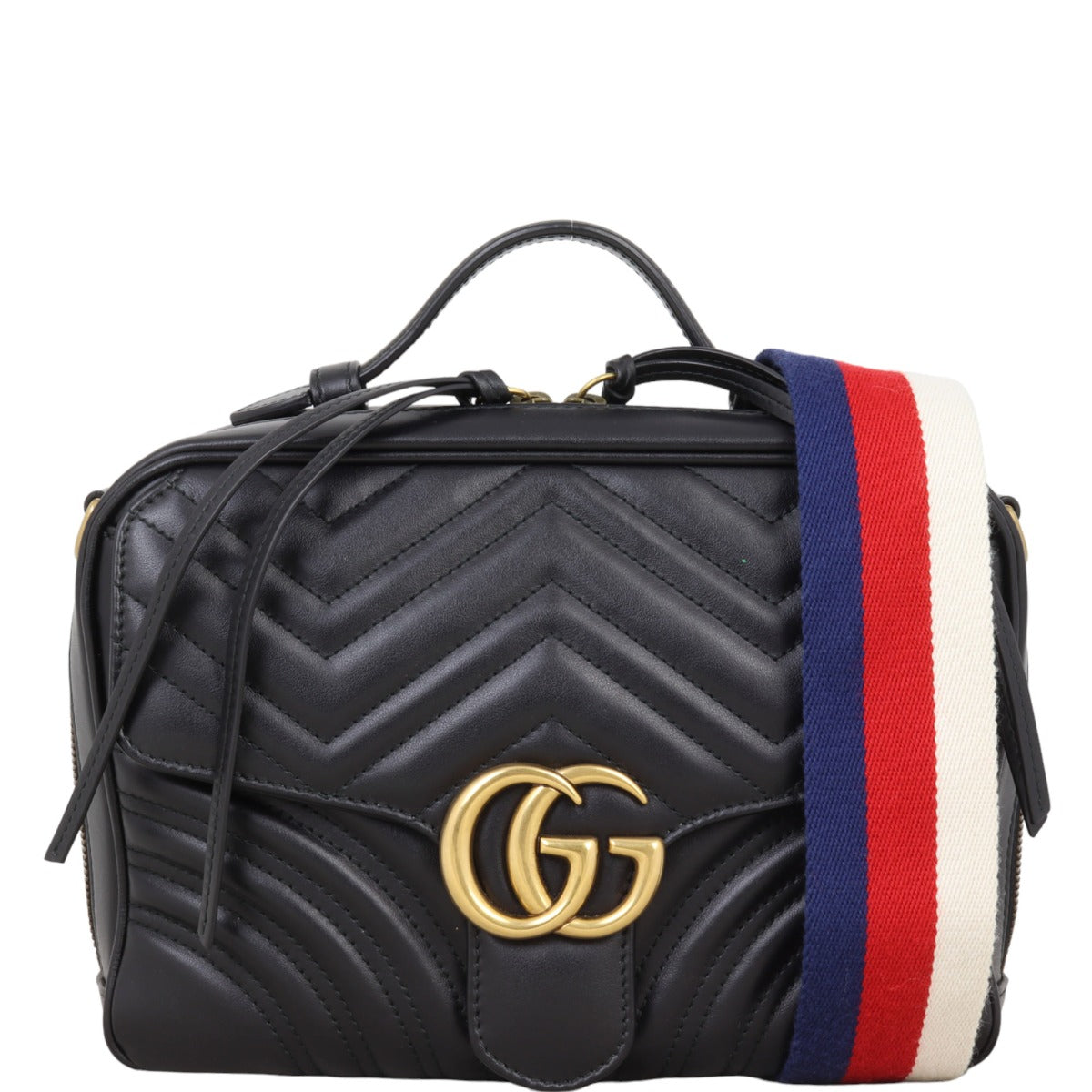 Gucci GG Marmont Zip Around Top Handle Camera Bag Small