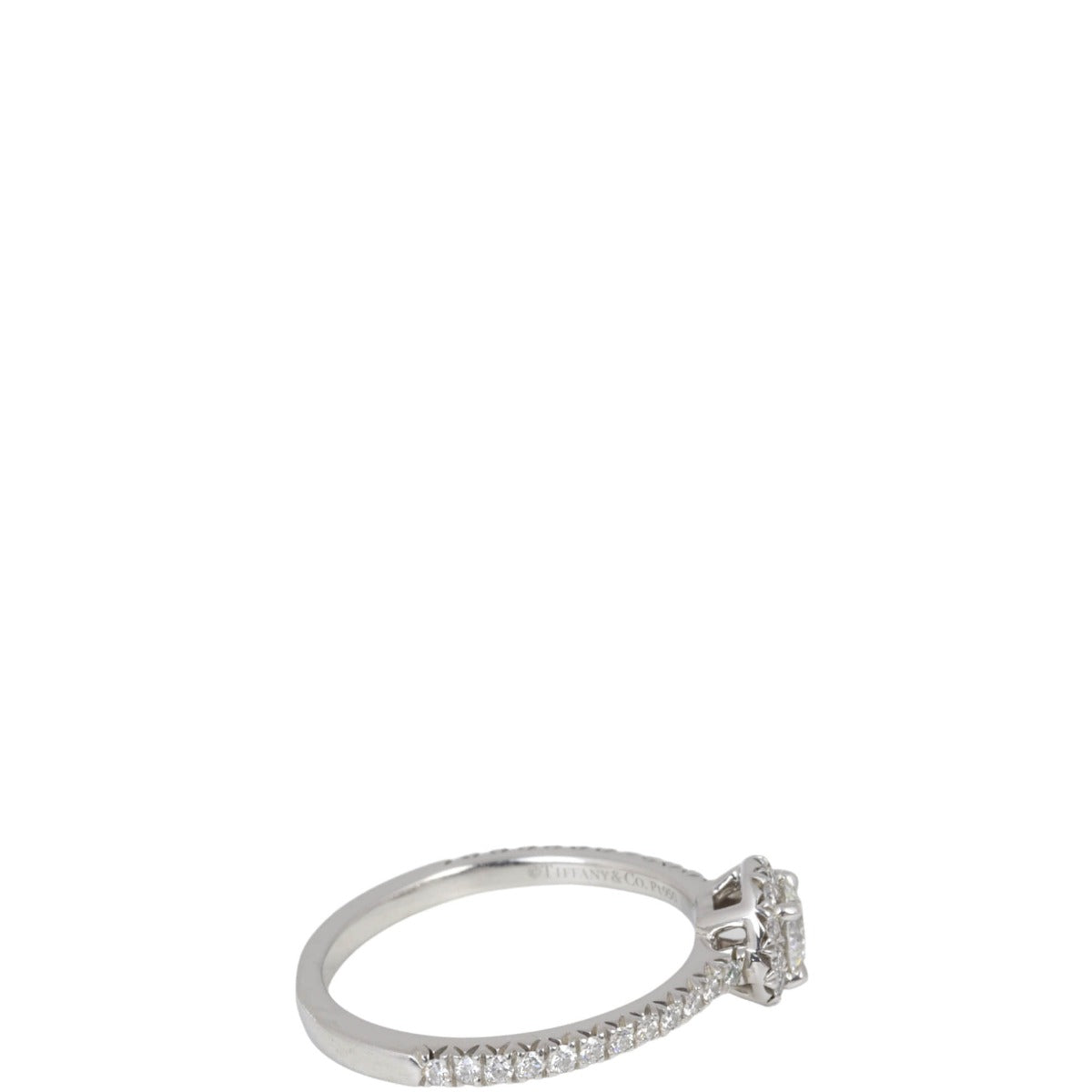 Tiffany & Co Soleste Round Brilliant Halo Diamond Platinum Ring