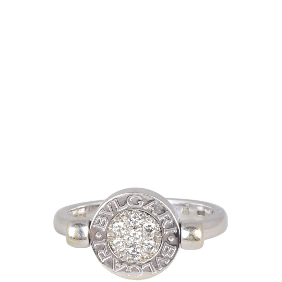 Bvlgari Flip 18k White Gold Onyx and Diamond Ring