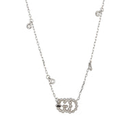 Gucci GG Running 18K White Gold Diamond Necklace