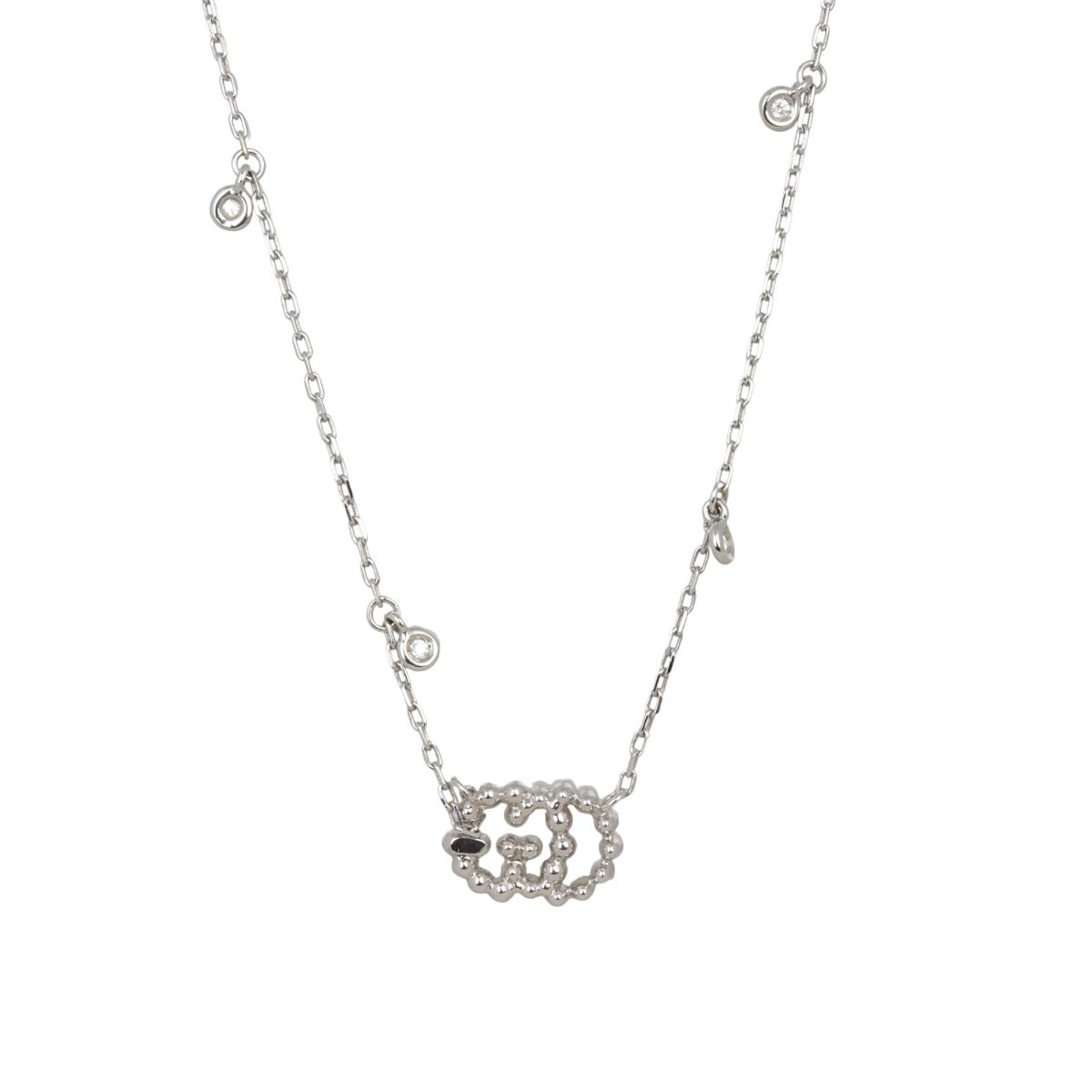 Gucci GG Running 18K White Gold Diamond Necklace