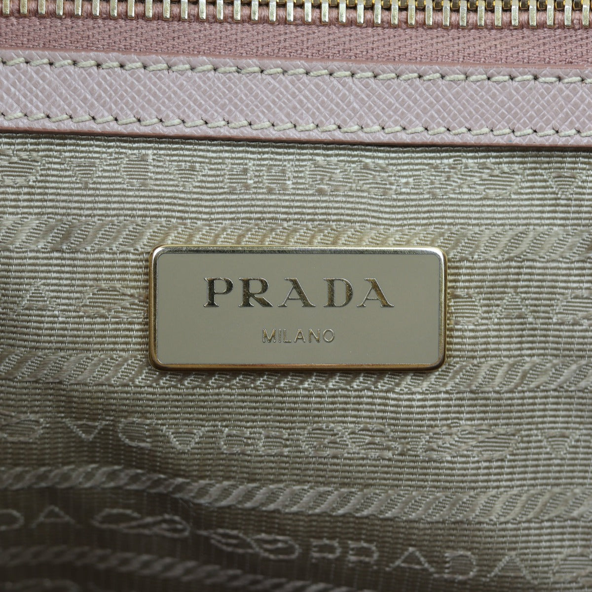 Prada Saffiano Lux Galleria Double Zip Tote Small Interior Stamp