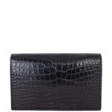 Saint Laurent Kate Tassel Chain Wallet Croc-Embossed