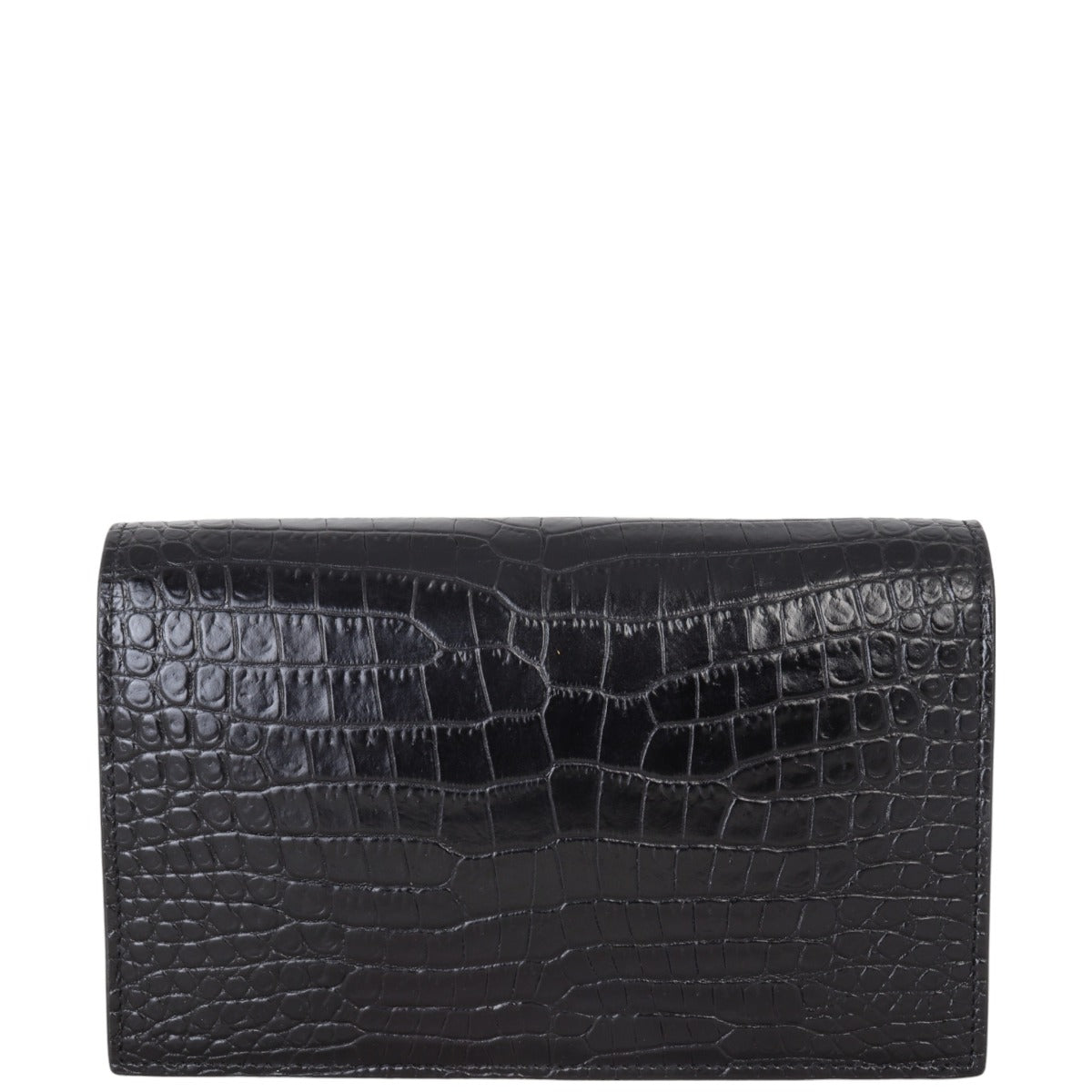 Saint Laurent Kate Tassel Chain Wallet Croc-Embossed