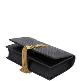 Saint Laurent Kate Tassel Chain Wallet Croc-Embossed
