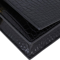 Saint Laurent Kate Tassel Chain Wallet Croc-Embossed